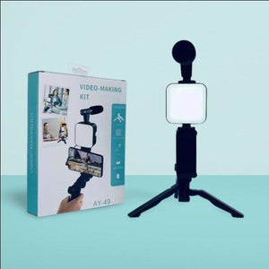 Vlogging Kit With Tripod Phone Holder Mini Microphone LED Fill Light Starter