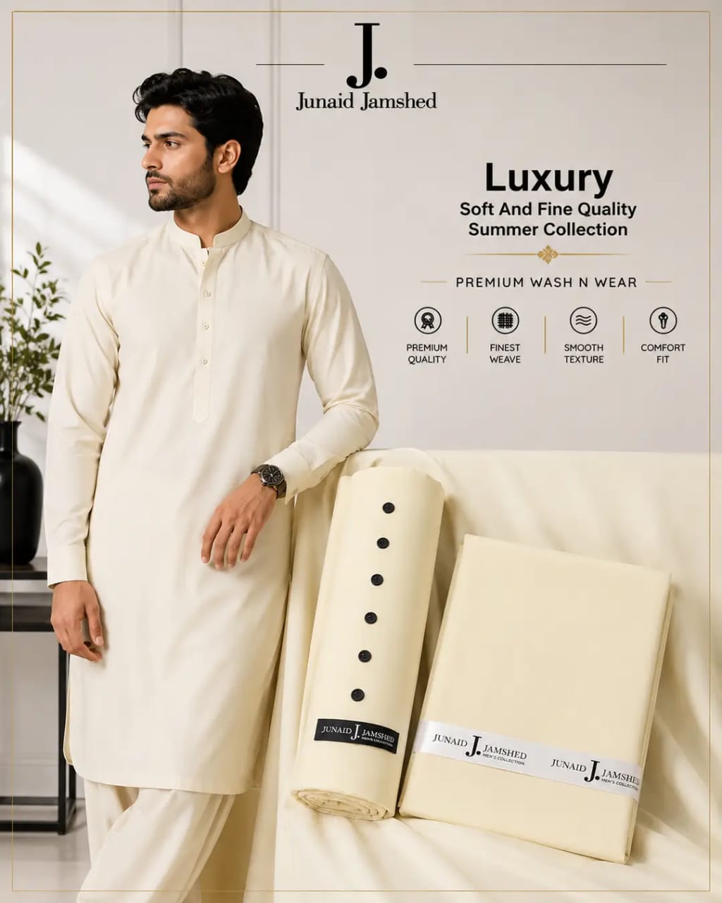 MEN UNSTITCHED WASH AND WEAR PLAIN SUITE